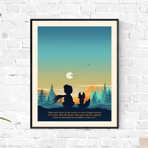 The Little Prince Kunstdruck, The Little Prince and the fox poster, sofortiger Download, Spruch auf Englisch