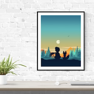 The Little Prince art print, The Little Prince and the fox, Le Petit Prince poster