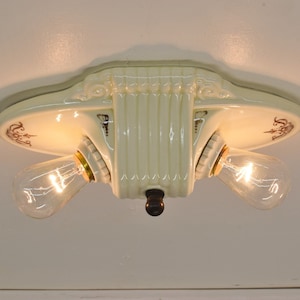 HOLD FOR NOSA2 Pair Vintage Porcelain Exposed Bulb Ceiling Lights