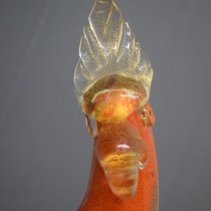 Vintage Alfredo Barbini Murano Art Glass Orange/gold Pheasant Bird