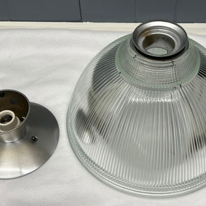 Original Holophane Industrial Prism Vintage 1930s-1940s Light w/ Original Restored Ceiling Fixture image 10