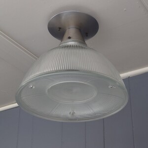 Original Holophane Industrial Prism Vintage 1930s-1940s Light w/ Original Restored Ceiling Fixture image 1