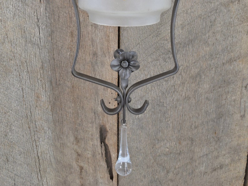 Antique Light Fixture Circa 1920 Semi-Flush Mount Ceiling Light With Floral Stencil on Frosted Shade image 6