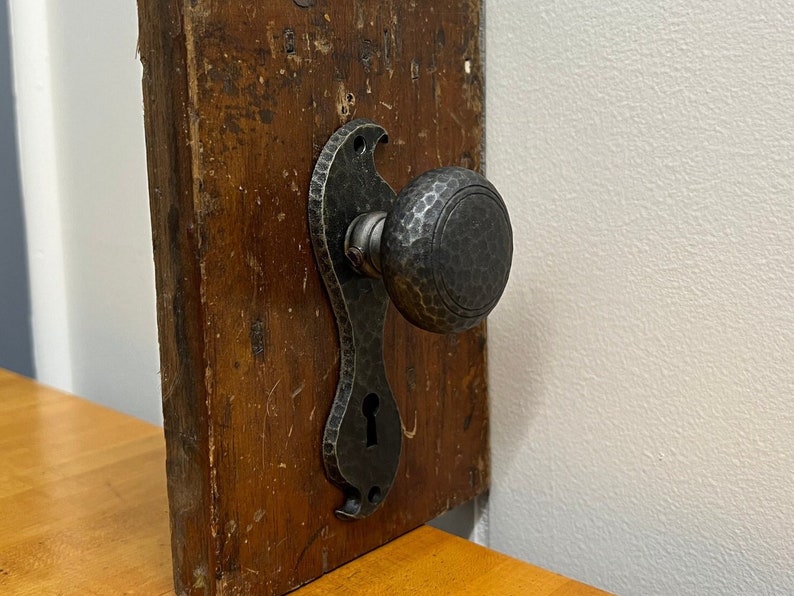 Circa 1925 Spanish / Tudor Antique Door knob Hardware Set, Hammered Interior Knobs MULTIPLE AVAILABLE image 2