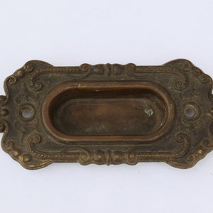 Antique Window Sash Lifts | Early 1900s Ornate Cast Brass Original Victorian Flush Sash Lift