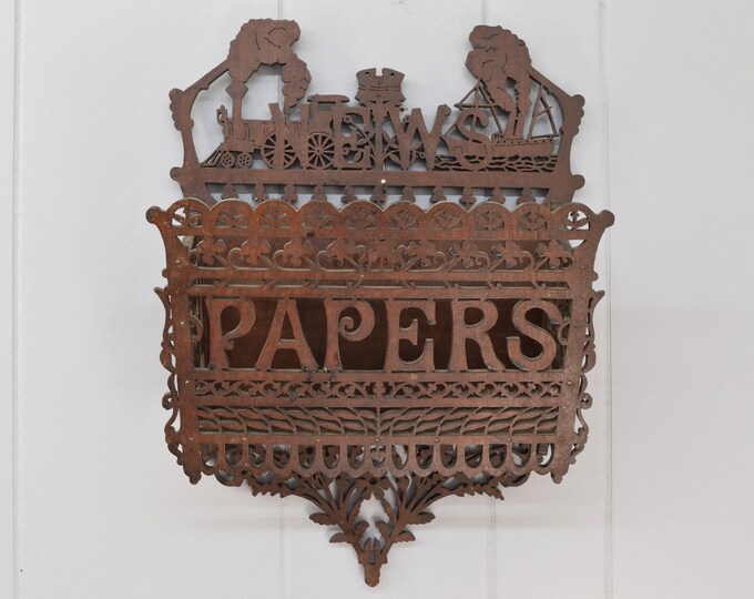 Early 1900s Antique Carved Walnut Wall Hanging Newspaper Holder W/ Intricate Fretwork Details Etsy