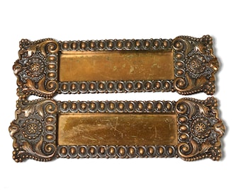 Bronze Pair Antique Pocket Door Pulls Normandie Design By Russell and Erwin Circa 1890