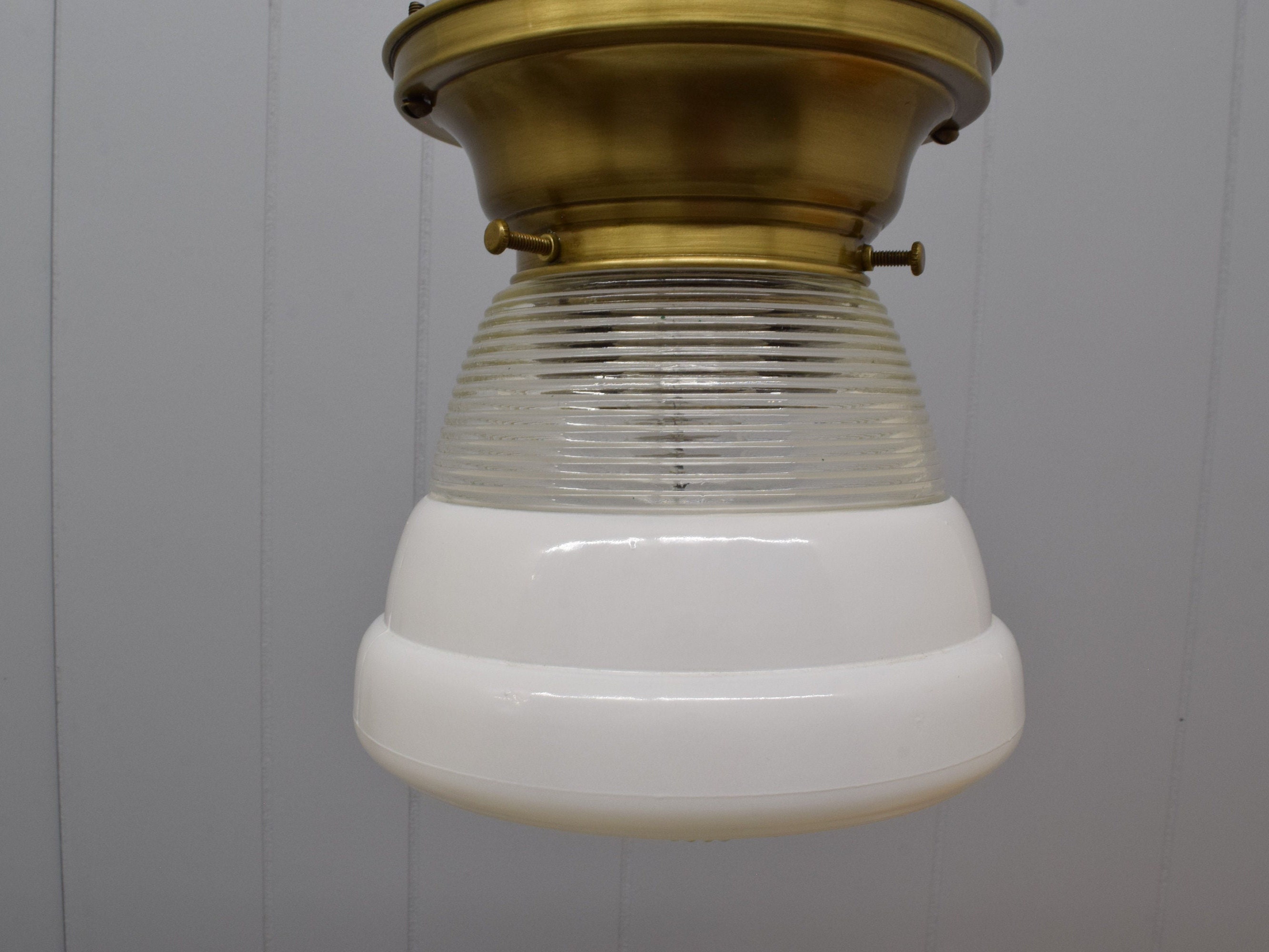 1940s Vintage Kitchen Ceiling Light White Glass Shade W/ - Etsy