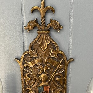 Circa 1920 Original Antique 2 Arm Bronze Wall Sconce Fixture Multiple Available Rewired Tudor Style image 3