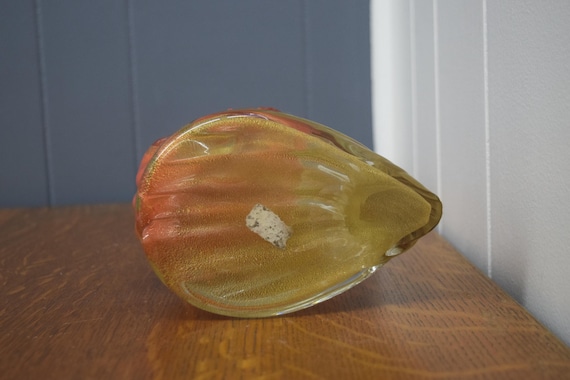 Vintage Alfredo Barbini Murano Art Glass Orange/gold Pheasant Bird