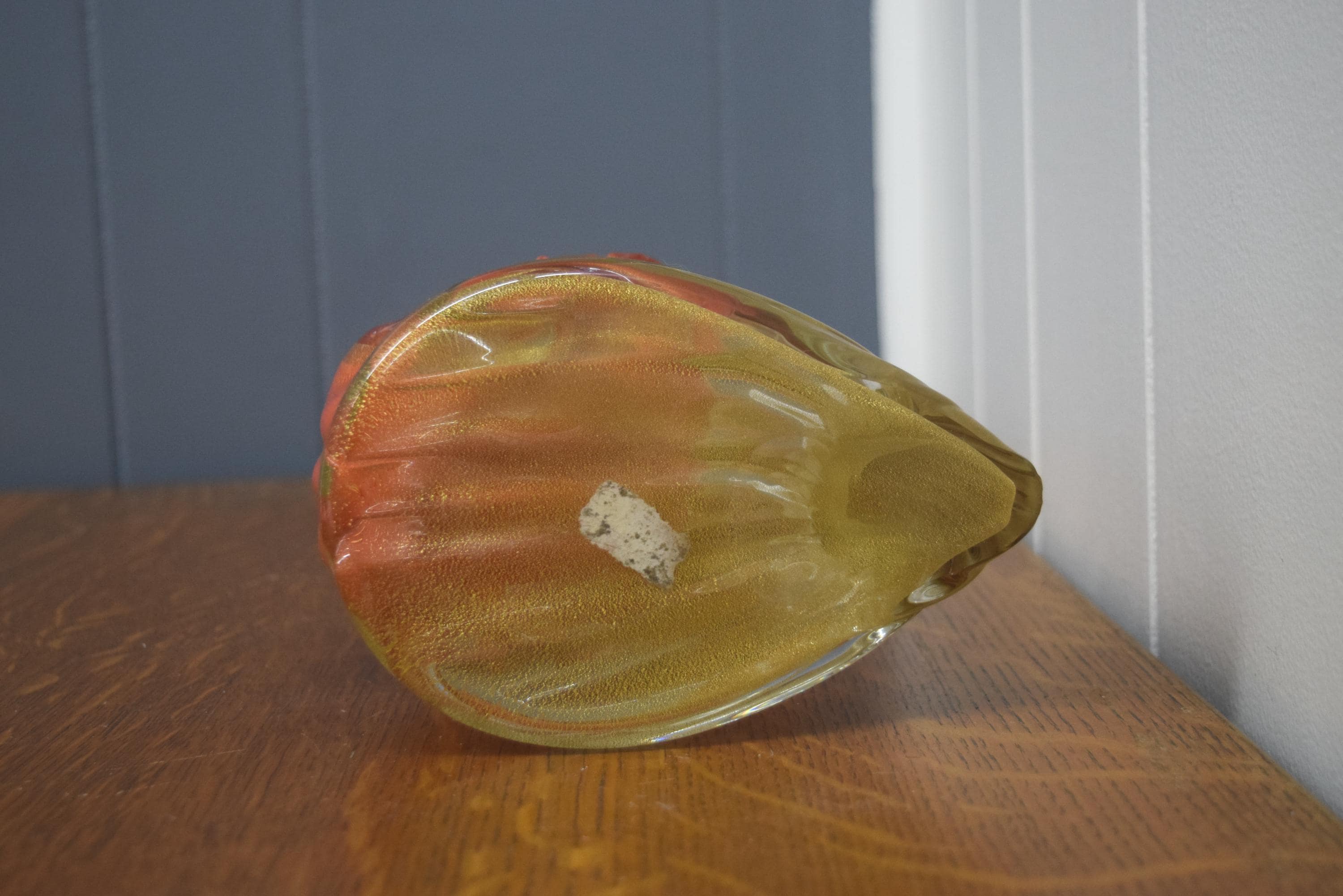 Vintage Alfredo Barbini Murano Art Glass Orange/gold Pheasant Bird