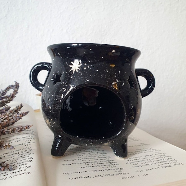 Wiccan Cauldron Witchcraft Oil Burner Cosmic Stars Wax Burner Gift Idea