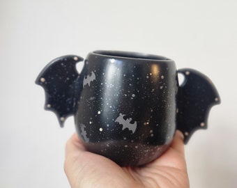 Bat Wings Black Mug Gothic Gift Ideas Halloween Kitchen
