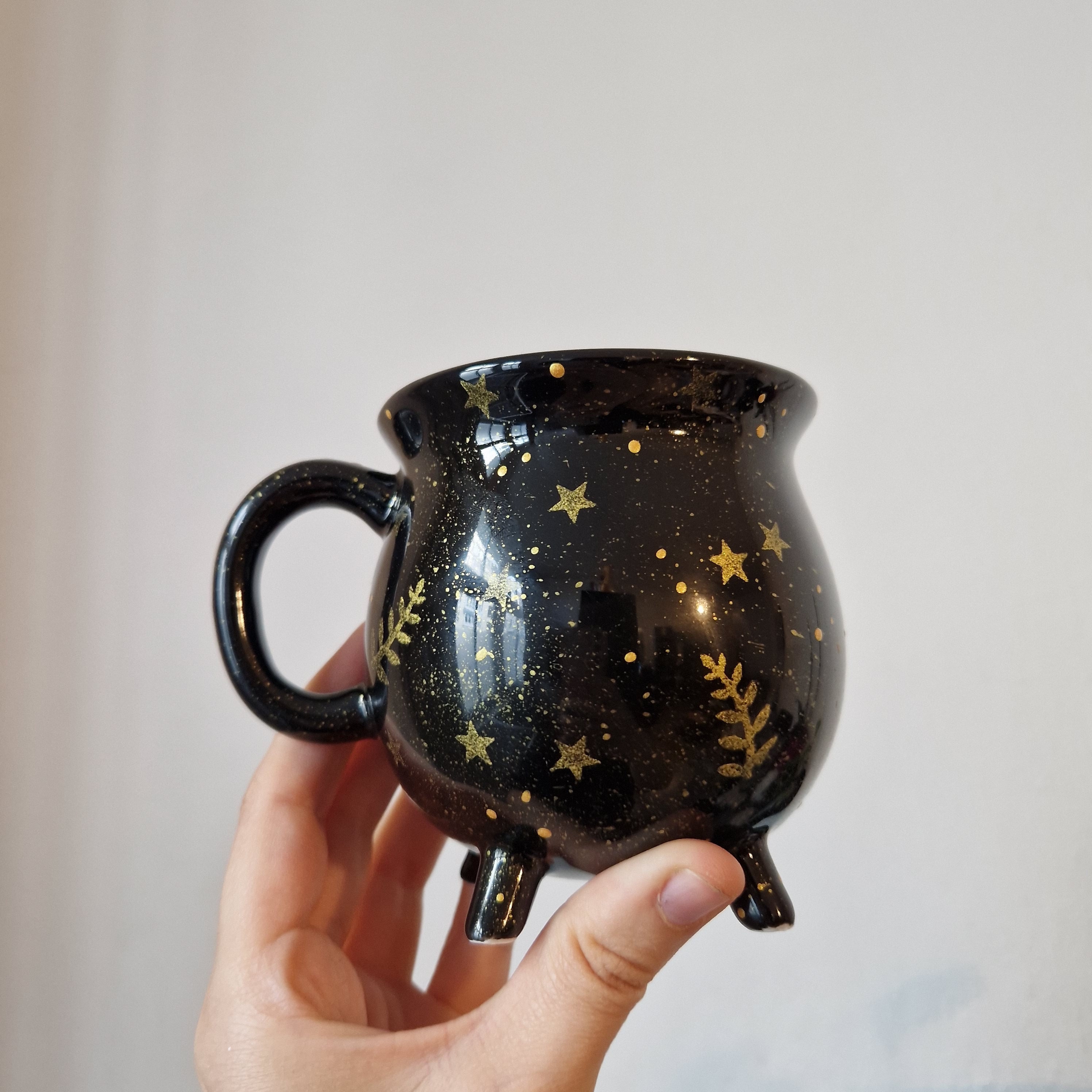Starry Forrest Cauldron Mug, Green Witch