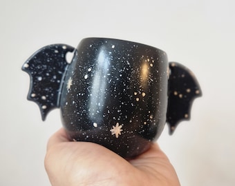 Galaxy Night Bat Wings Black Mug Gothic Gift Ideas