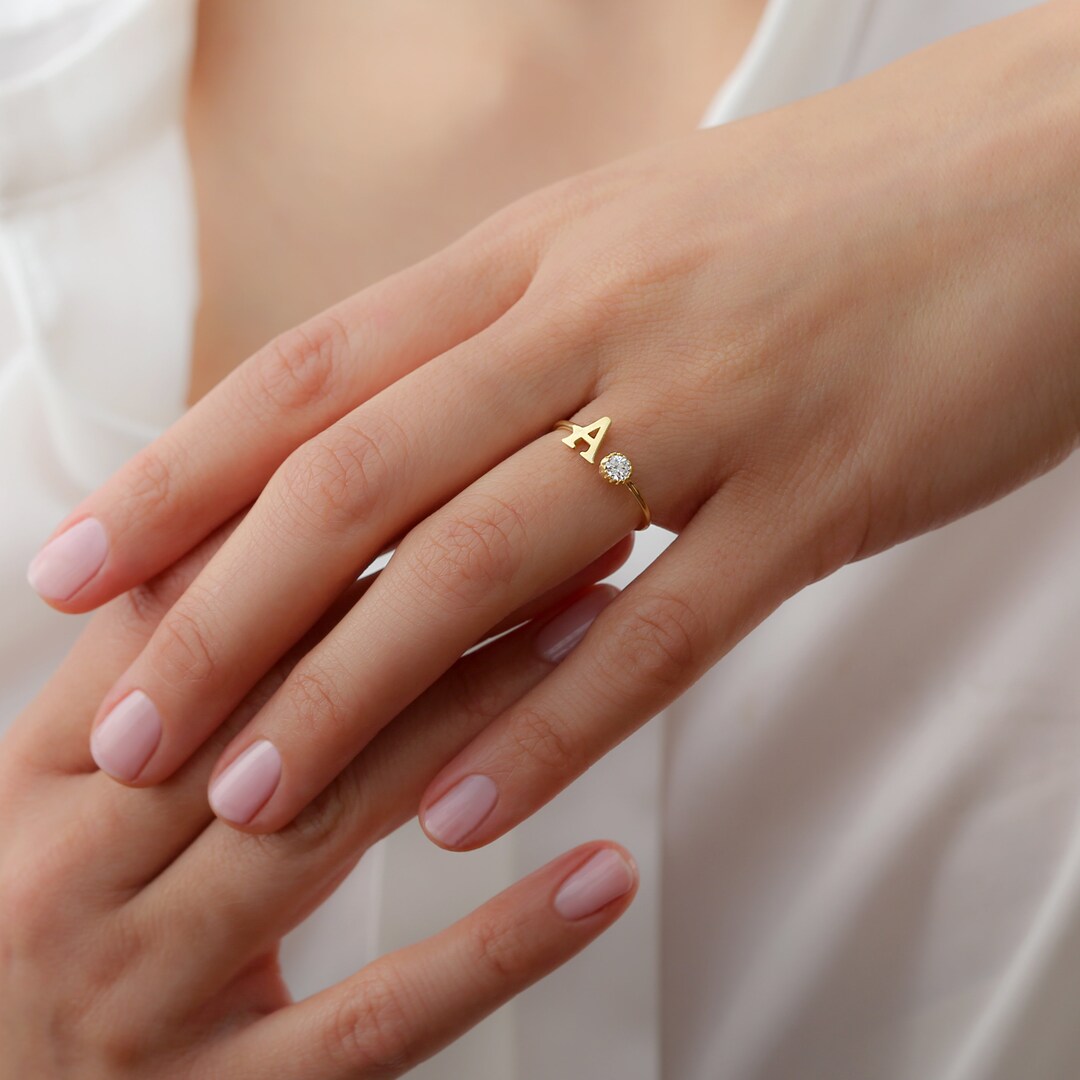 Letter Ring Stacking Initial Rings Initial Ring Silver - Etsy