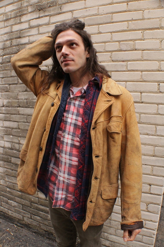 Leather Work Jacket -- 30s/40s -- Large -- Thrashe