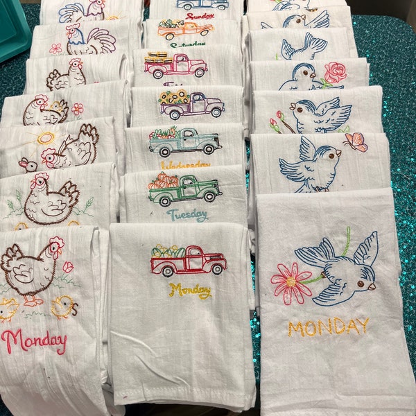 Day of the Week Towels Etsy