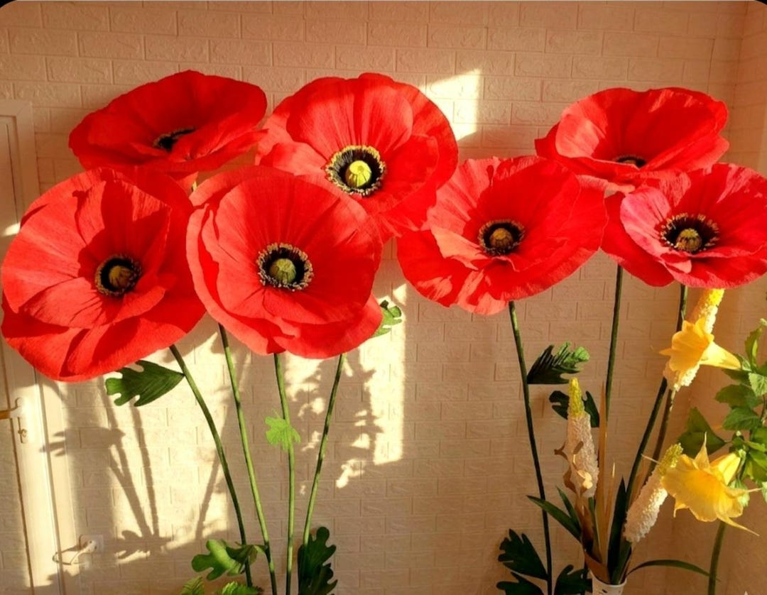 Giant Standing Paper Poppies, Wizard of Oz Red Poppies, Giant