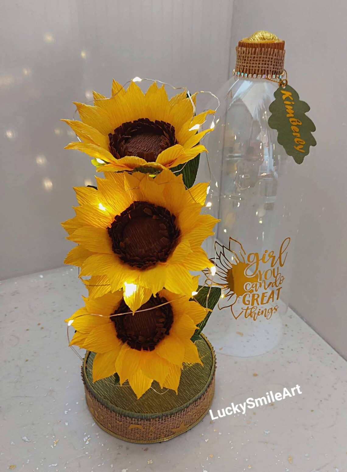 Personalised light up Sunflower enchanted lights gift Etsy