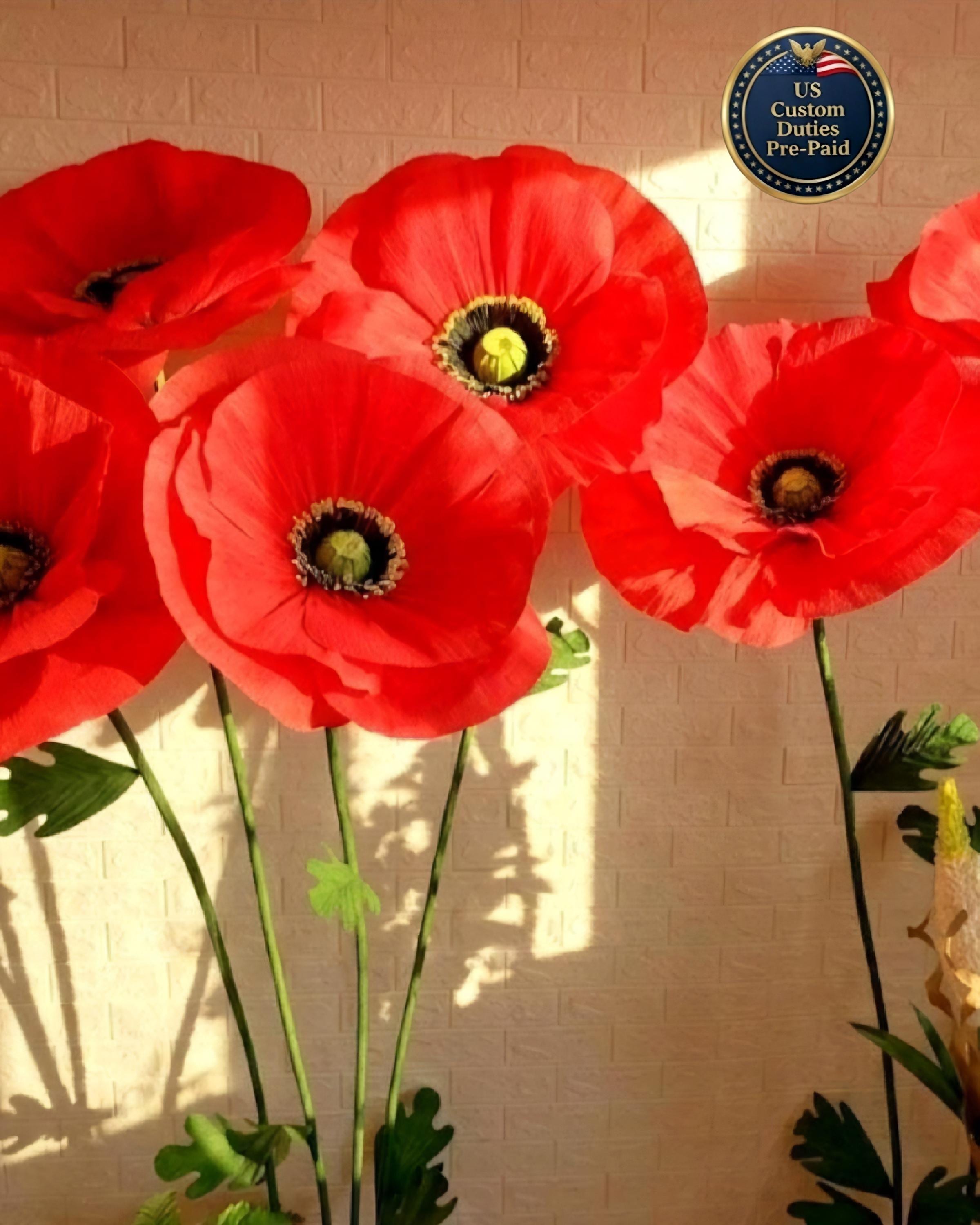 Giant Standing Paper Poppies, Wizard of Oz Red Poppies, Giant