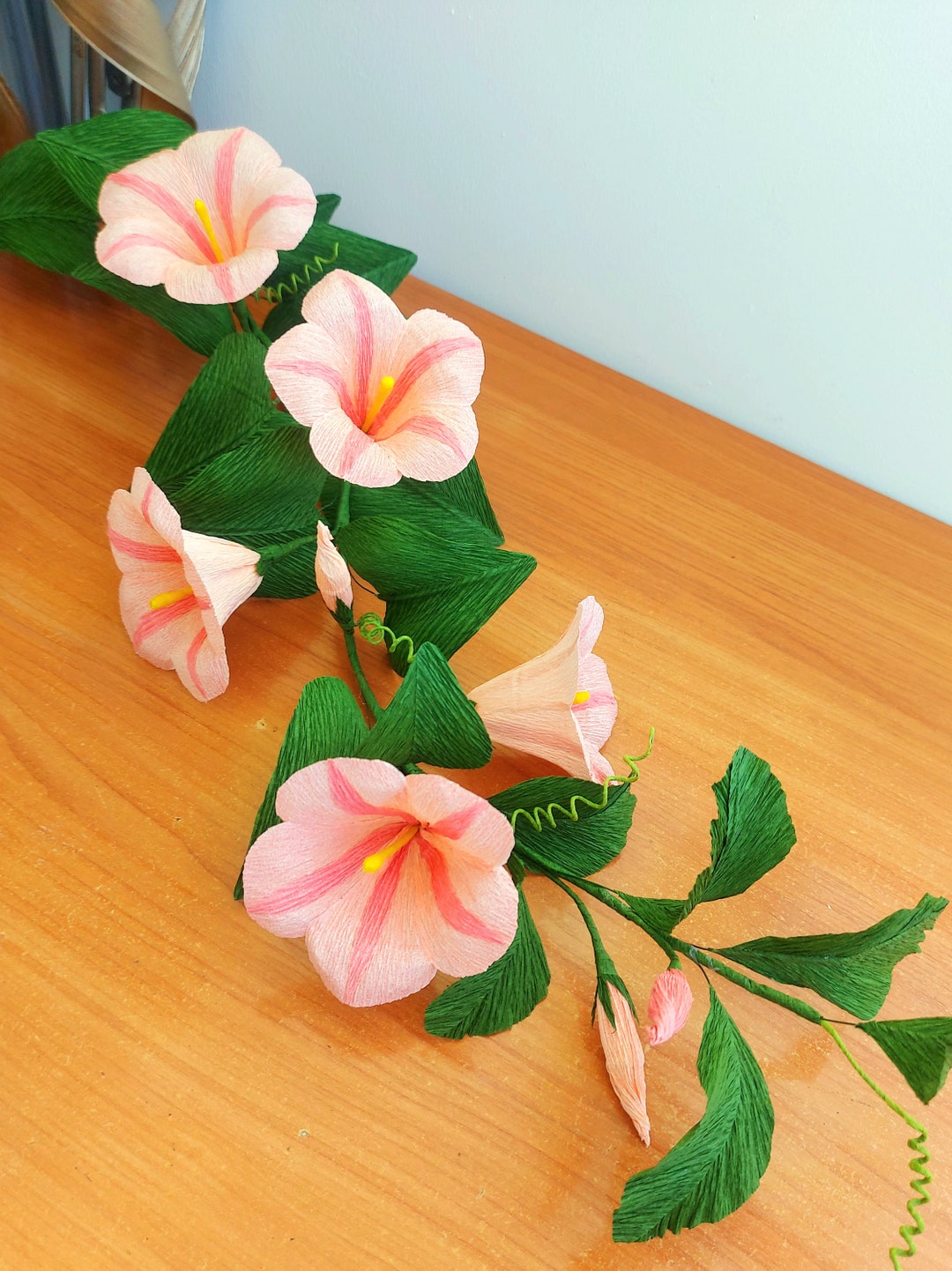 Crepe Paper Morning Glory Branch Home and Event Florals Shop Etsy