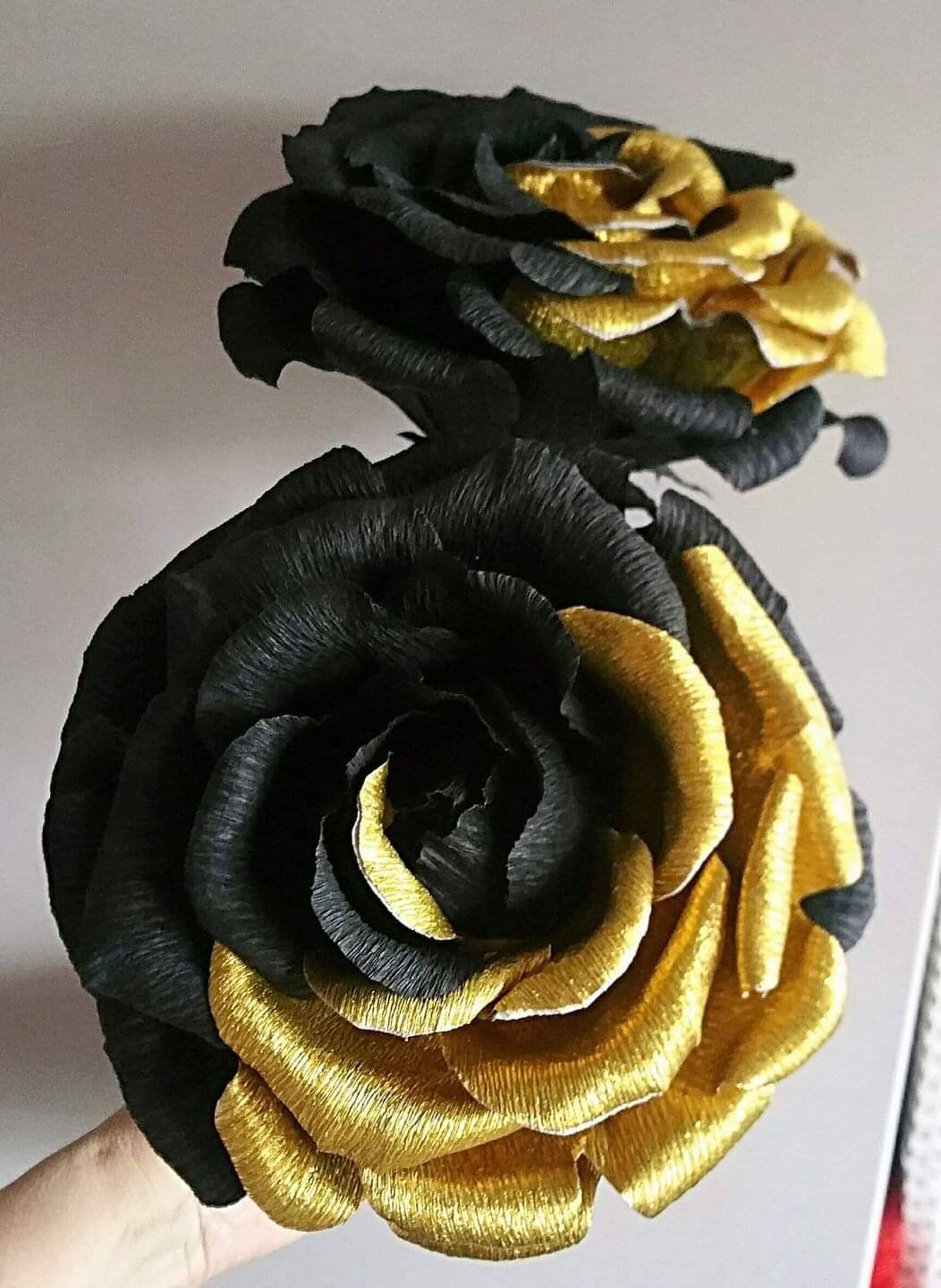 Luxury Brand large roses Gold and black Giant paper roses Etsy