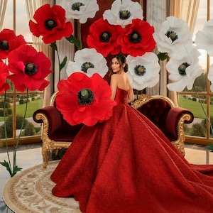 Giant Standing Poppies for Retail Window Display and Store Decor, Set of 3