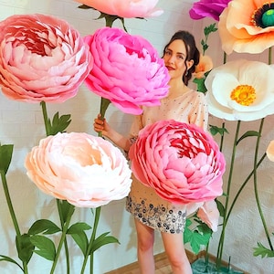 5 Peonie autoportanti Servizio fotografico di matrimonio, fiere, visual merchandising, fiori giganti per matrimoni Peonie di carta giganti autoportanti