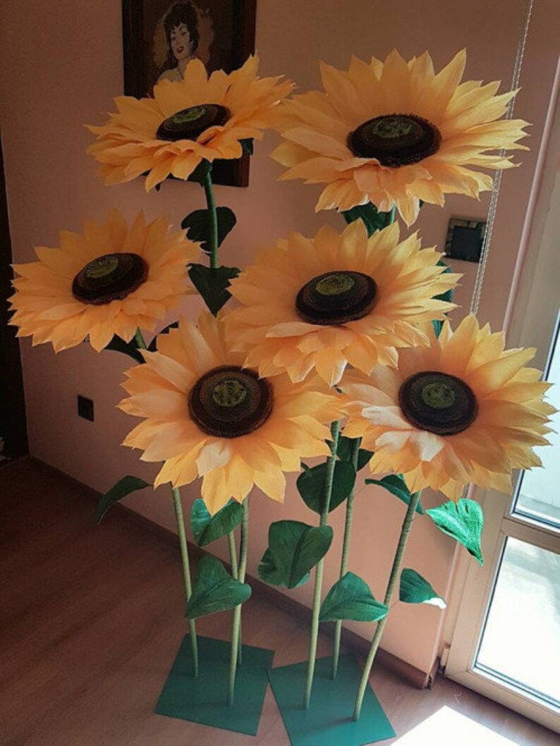 6 Free standing sunflowers and 2 metal stands wedding Etsy