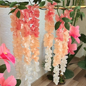 Handmade Crepe Paper Wisteria Branch, Dangling Flower Craft, Rustic Floral Decor, Artificial Flower, Home, Weddings Arch, wisteria blossom