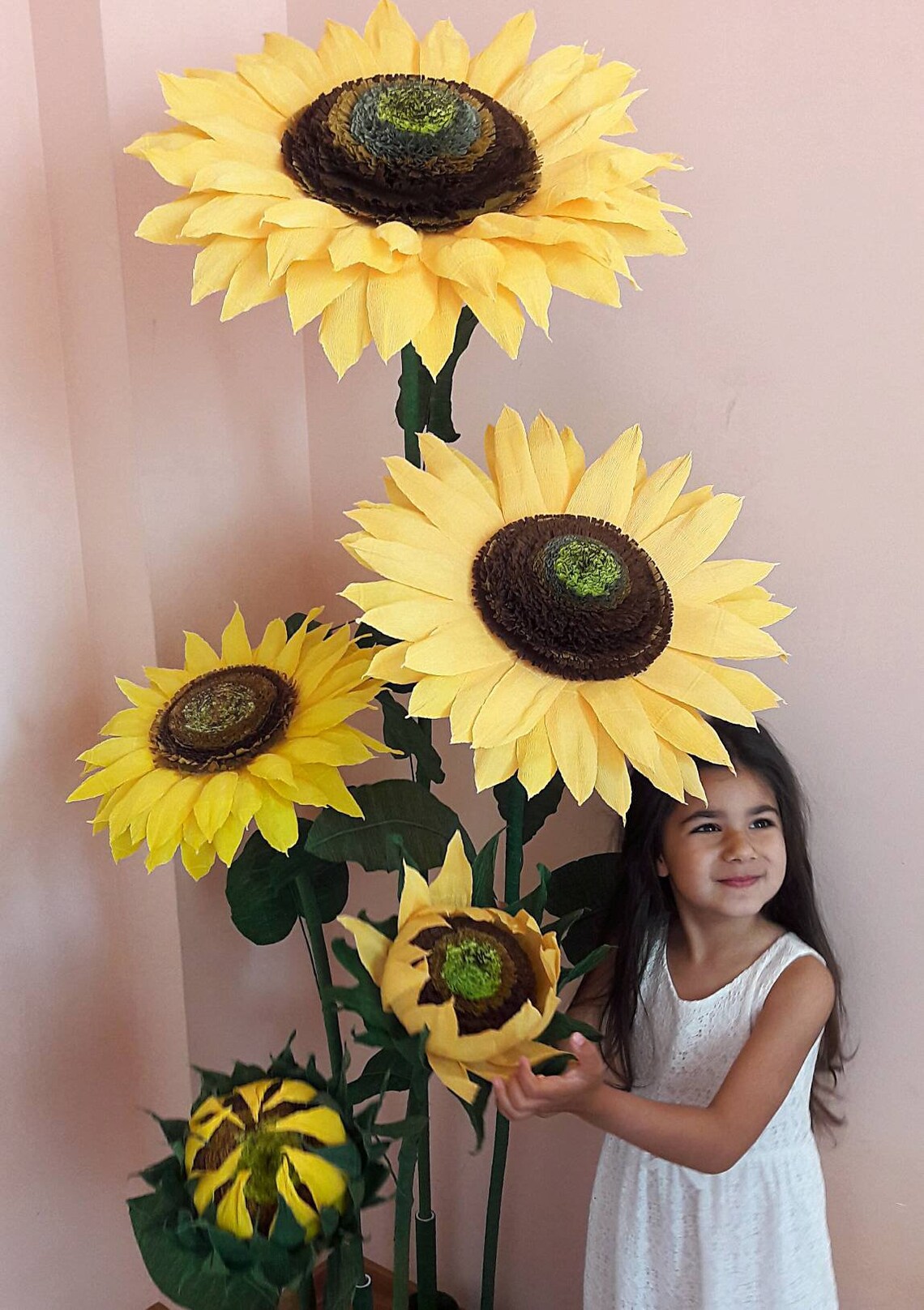 Lot of 8 giant paper sunflowers Rustic photo prop Free Etsy