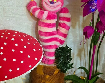 OOAK Cheshire Cat figure, Alice in wonderland photo prop, Unique giant Cheshire Cat stuffed animal, OOAK Cat from wonderland collection prop