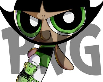 Buttercup in SBs PNG, Power puff, Classic 90's Cartoon Movie , Gifts for her, Gifts for children, Funny, Comedy,