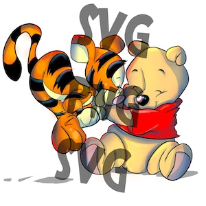 Descarga digital de High Res PoohBear&Tigger SVG,PNG para uso comercial
