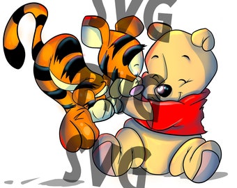 High Res PoohBear& Tigger SVG,PNG digital download for commercial use