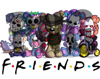 Scare Bears Horror Characters BLK Font PNG, Happy Halloween Gift, Halloween Horror Movie Killers, Horror Movie Killers PNG, Halloween