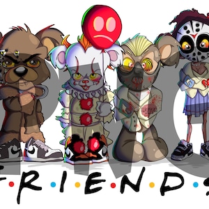 Friends Horror Characters Version 2 BLK Font PNG, Happy Halloween Gift, Halloween Horror Movie Killers, Horror Movie Killers PNG, Halloween