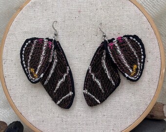 Zebra Longwing Butterfly Embroidered Earrings