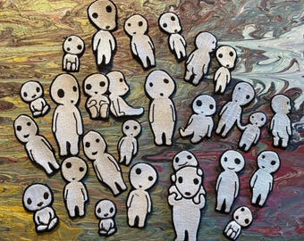 Patchs thermocollants Tree Spirits – Lot de 3 mystères Kodama (option phosphorescente)