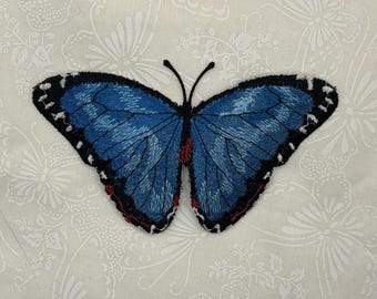 Blue Morpho Embroidery - Customizable Clip or Decor