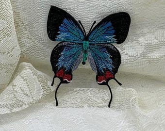 Crowned Hairstreak Butterfly Embroidery - Customizable Clip or Decor