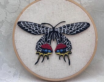 Bhutan Glory Swallowtail Butterfly Embroidery - Customizable Clip or Decor