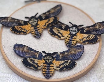 Deaths Head Hawk Moth Embroidery - Customizable Clip or Decor
