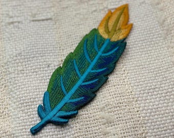 Embroidered Gold Tip Feather Bookmark Charm – Free Standing Lace Embroidery Collectible - Book Lover Gift