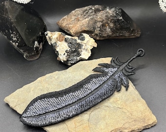 Raven Feather Embroidery Bookmark Charm – Handmade Bird and Nature Accessory