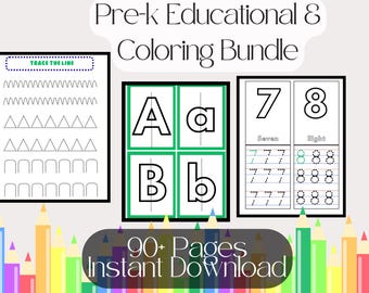 Pre-K Ready Bundle, Handwriting, ABC Tracing, Sight Words, Numbers, Mazes, Coloring pages, Vocabulary building, Fun, Animals, Ages 3 and up!