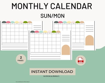 30 day Planner| Month by Month|Undated|a month tracker| rainbow design| Kids| Teen|Unplanned| Template Design|11x8.5in|Simplistic Arch|Brown