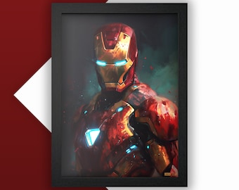 Iron Man Poster | Digital Painting, Movie Poster, Midcentury Movie, Wall art, download print