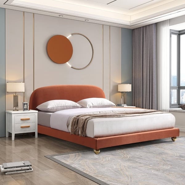 Modern King Upholstered Platform Bed Low Profile Cloud Bed Etsy UK